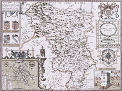 Darbieshire, graviert von Jodocus Hondius (1563-1612) aus John Speed